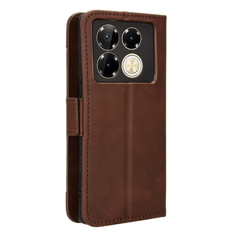 For Infinix Note 40 5G X6852 Case Multiple Card Slots Leather Phone Cover Stand View - Brown
