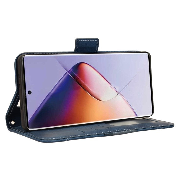 For Infinix Note 40 5G X6852 Case Multiple Card Slots Leather Phone Cover Stand View - Blue