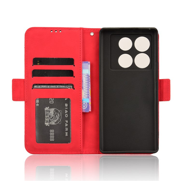 For Infinix Note 40 5G X6852 Case Multiple Card Slots Leather Phone Cover Stand View - Red