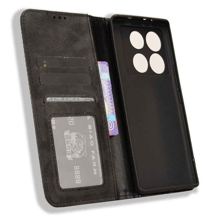 For Infinix Note 40 5G X6852 Wallet Case Magnetic Closing Leather Phone Cover - Black