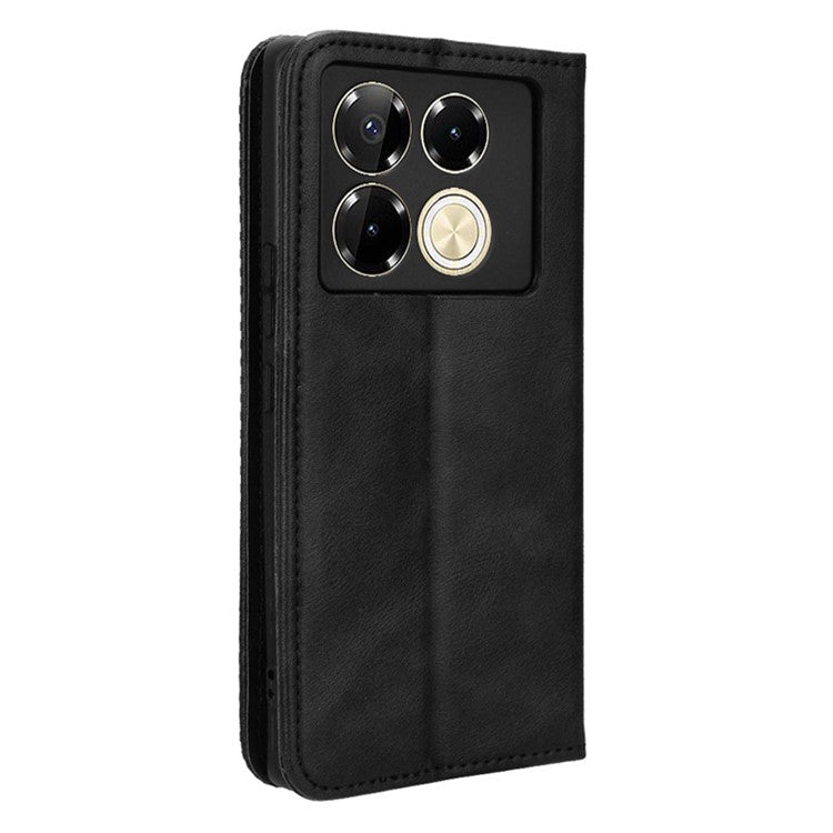 For Infinix Note 40 5G X6852 Wallet Case Magnetic Closing Leather Phone Cover - Black