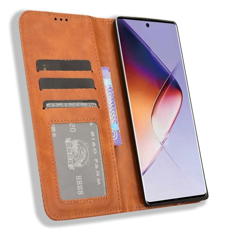 For Infinix Note 40 5G X6852 Wallet Case Magnetic Closing Leather Phone Cover - Brown