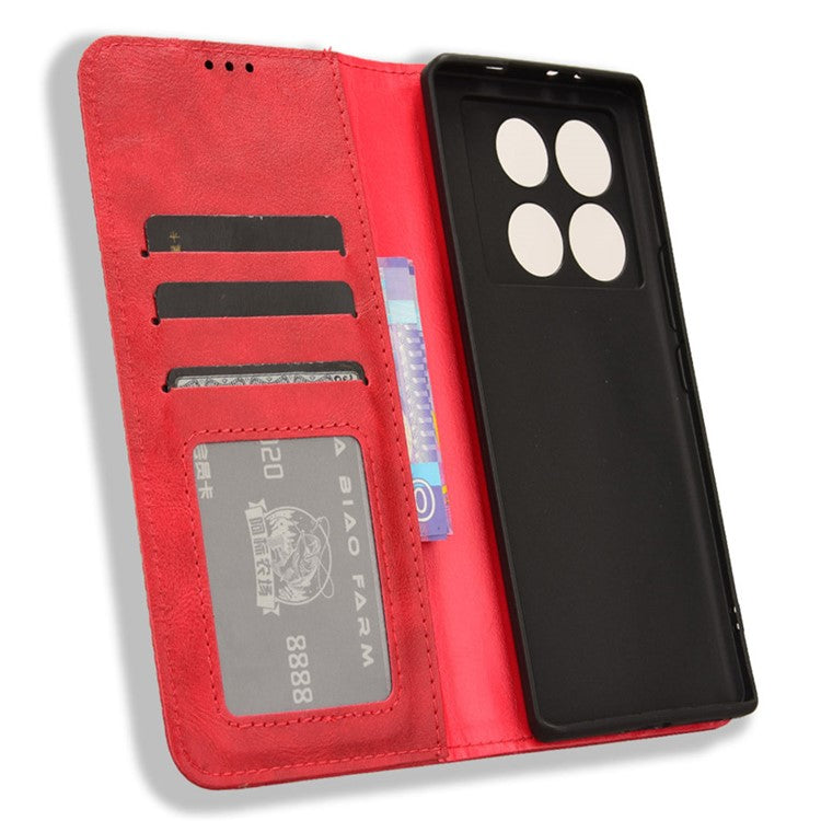 For Infinix Note 40 5G X6852 Wallet Case Magnetic Closing Leather Phone Cover - Red