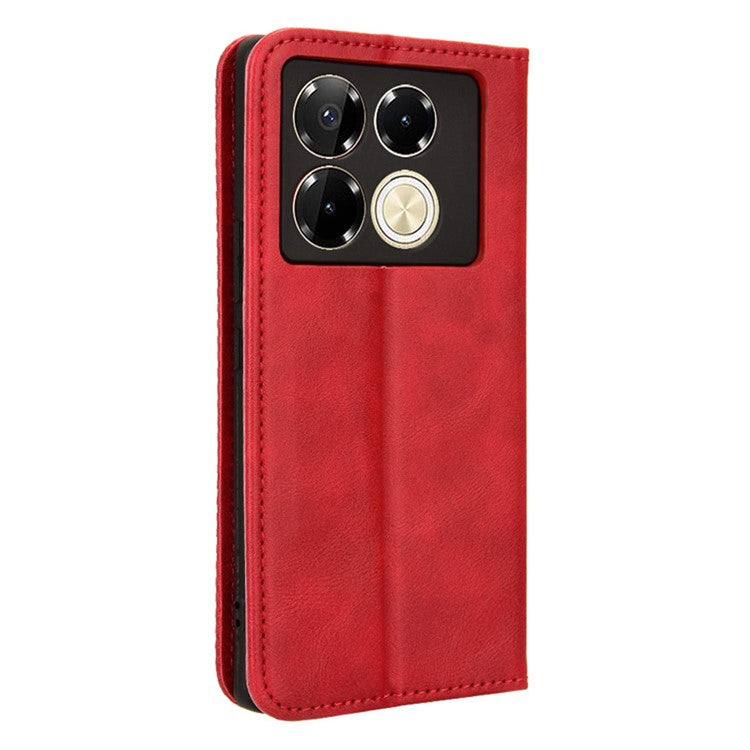 For Infinix Note 40 5G X6852 Wallet Case Magnetic Closing Leather Phone Cover - Red