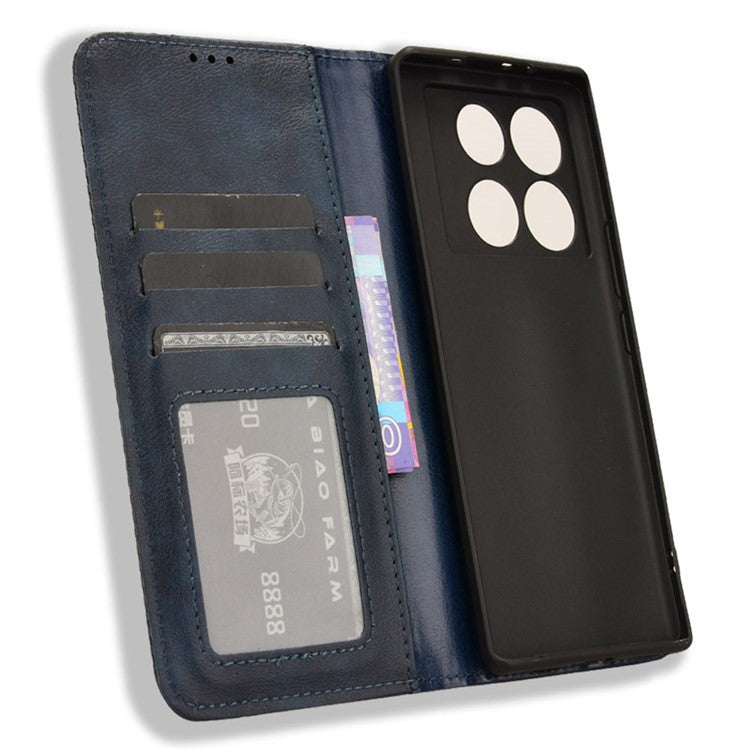 For Infinix Note 40 5G X6852 Wallet Case Magnetic Closing Leather Phone Cover - Blue