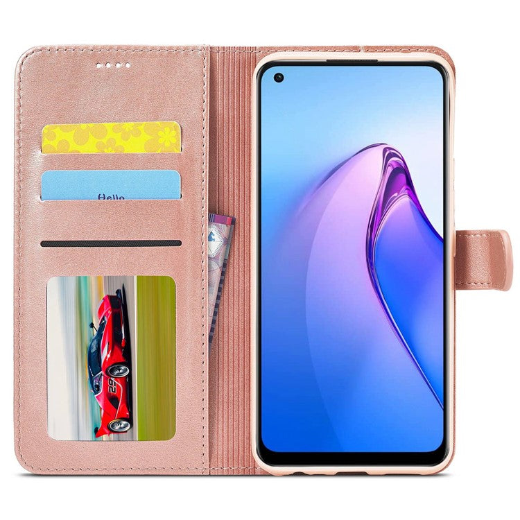 LC.IMEEKE For Oppo Reno8 Pro 5G (Global Version) Wallet Case Fully Wrapped PU Leather Stand Magnetic Closure Flip Folio Phone Cover - Pink