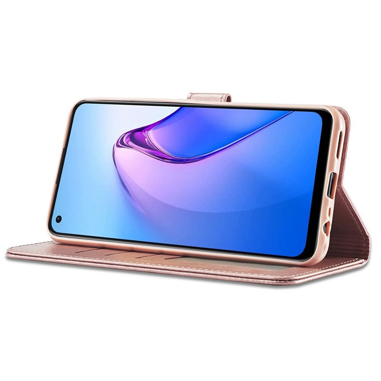 LC.IMEEKE For Oppo Reno8 Pro 5G (Global Version) Wallet Case Fully Wrapped PU Leather Stand Magnetic Closure Flip Folio Phone Cover - Pink