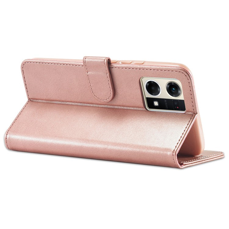 LC.IMEEKE For Oppo Reno8 Pro 5G (Global Version) Wallet Case Fully Wrapped PU Leather Stand Magnetic Closure Flip Folio Phone Cover - Pink
