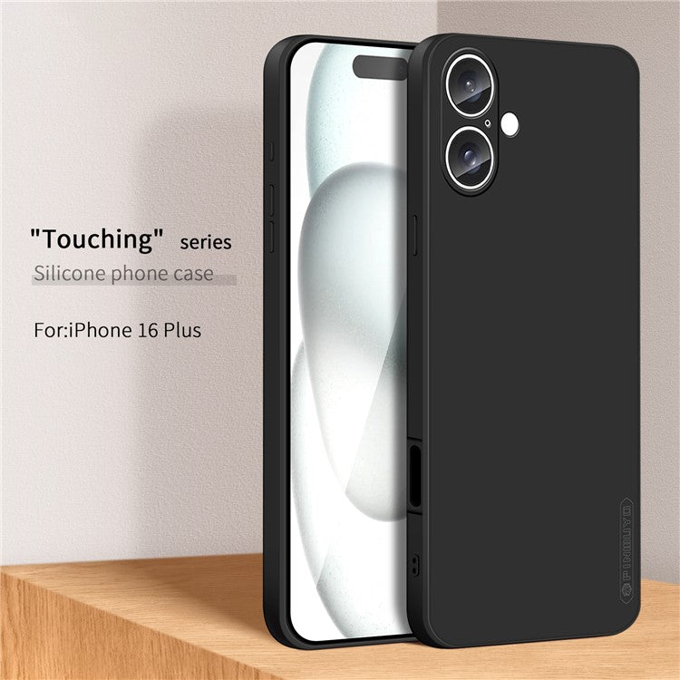 PINWUYO JK Touching Series For iPhone 16 Plus Case Anti-Scratch Silky Touch TPU Phone Cover - Black