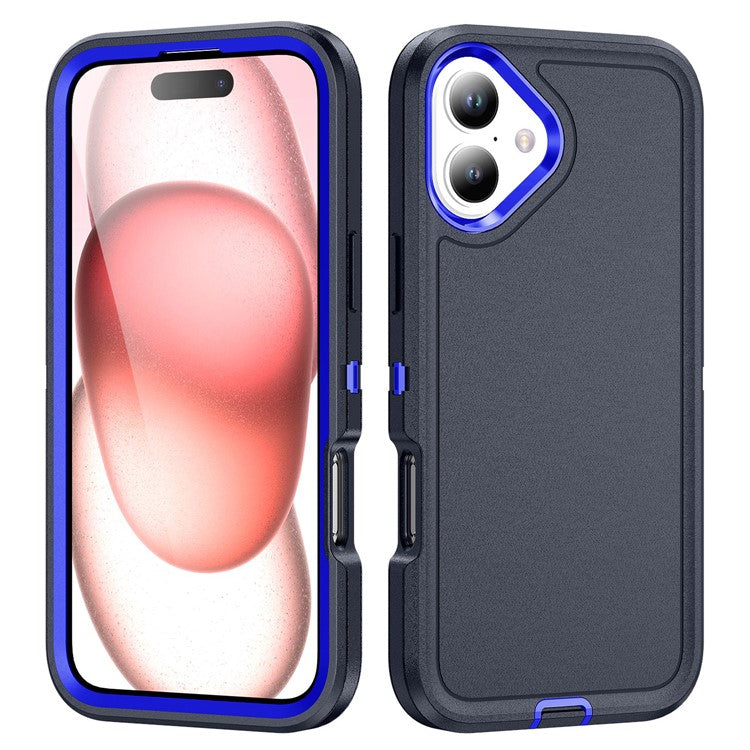 For iPhone 16 Case PC+Silicone+EVA Military Grade Protection Phone Cover - Dark Blue+Sapphire