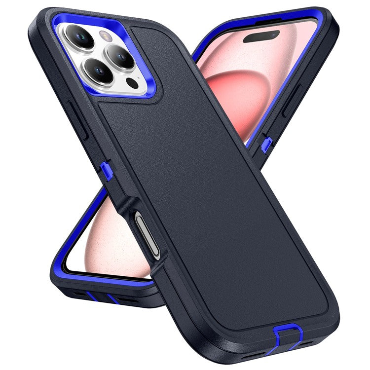 For iPhone 16 Case PC+Silicone+EVA Military Grade Protection Phone Cover - Dark Blue+Sapphire