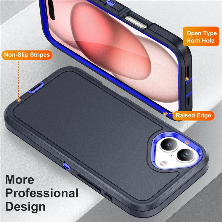 For iPhone 16 Case PC+Silicone+EVA Military Grade Protection Phone Cover - Dark Blue+Sapphire