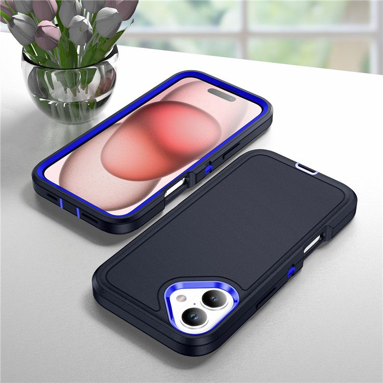 For iPhone 16 Case PC+Silicone+EVA Military Grade Protection Phone Cover - Dark Blue+Sapphire