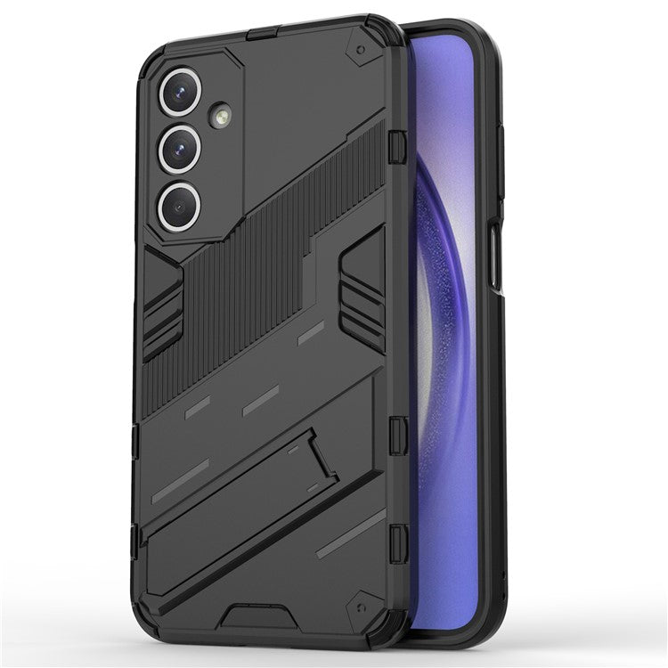 For Samsung Galaxy M35 5G Case PC+TPU Shockproof Phone Cover with Kickstand - Black