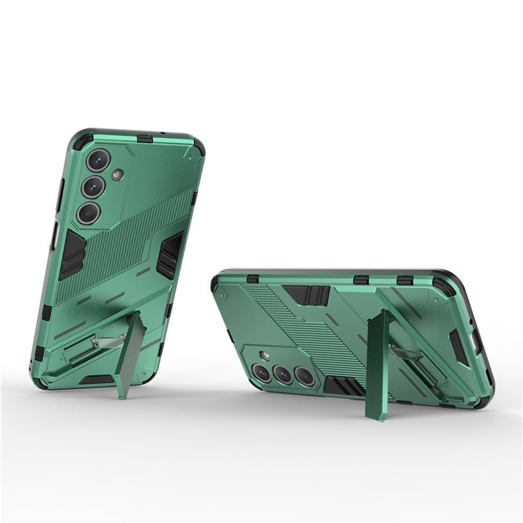 For Samsung Galaxy M35 5G Case PC+TPU Shockproof Phone Cover with Kickstand - Green