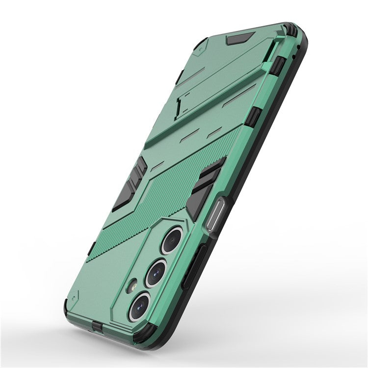 For Samsung Galaxy M35 5G Case PC+TPU Shockproof Phone Cover with Kickstand - Green