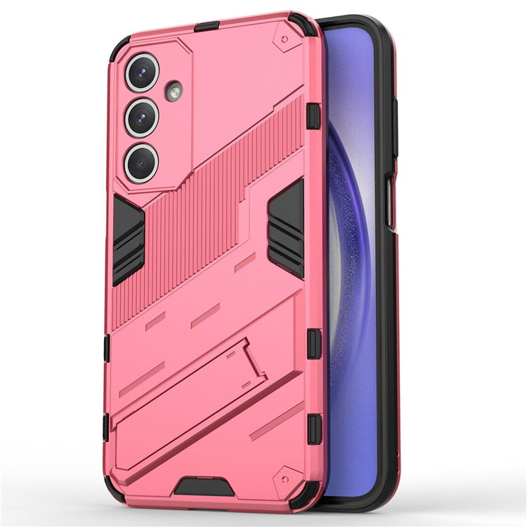For Samsung Galaxy M35 5G Case PC+TPU Shockproof Phone Cover with Kickstand - Rose