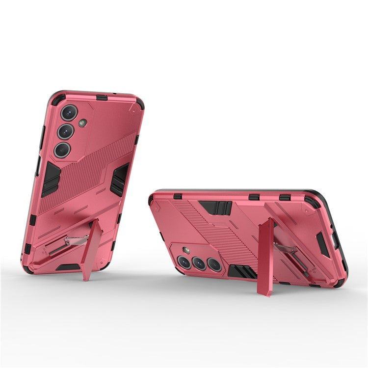For Samsung Galaxy M35 5G Case PC+TPU Shockproof Phone Cover with Kickstand - Rose