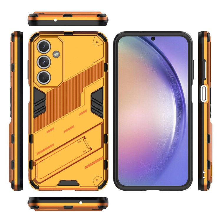 For Samsung Galaxy M35 5G Case PC+TPU Shockproof Phone Cover with Kickstand - Orange