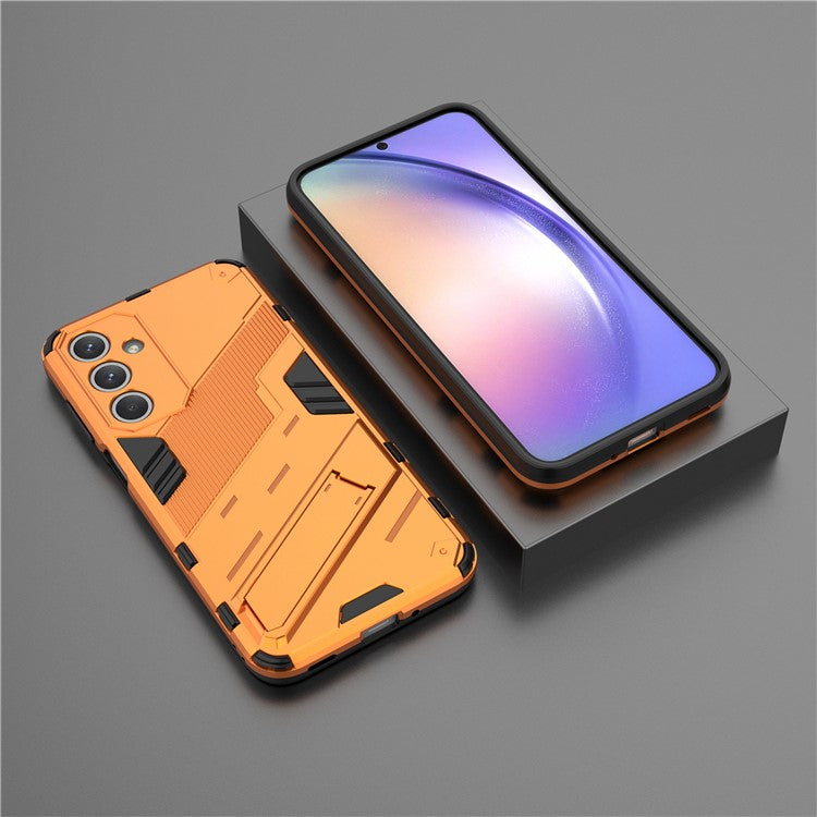 For Samsung Galaxy M35 5G Case PC+TPU Shockproof Phone Cover with Kickstand - Orange