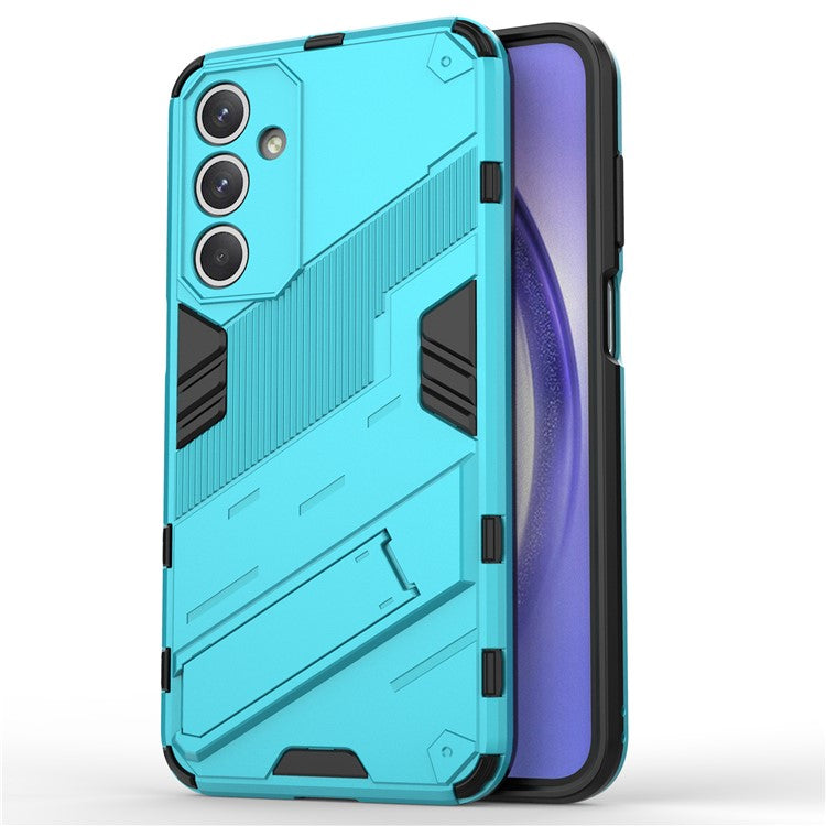 For Samsung Galaxy M35 5G Case PC+TPU Shockproof Phone Cover with Kickstand - Baby Blue