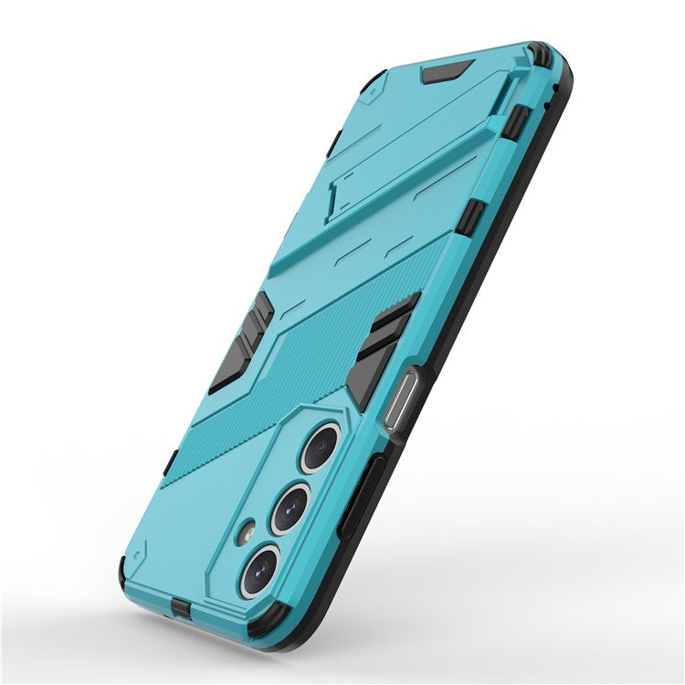 For Samsung Galaxy M35 5G Case PC+TPU Shockproof Phone Cover with Kickstand - Baby Blue