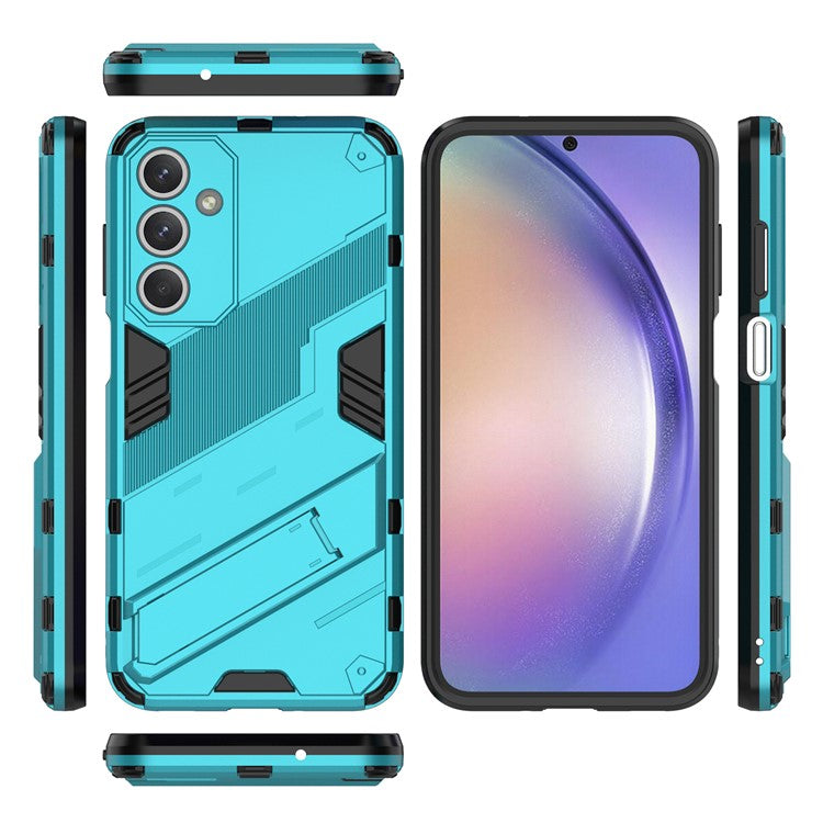 For Samsung Galaxy M35 5G Case PC+TPU Shockproof Phone Cover with Kickstand - Baby Blue