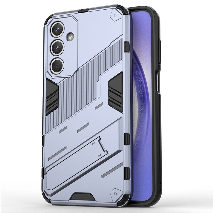 For Samsung Galaxy M35 5G Case PC+TPU Shockproof Phone Cover with Kickstand - Grey