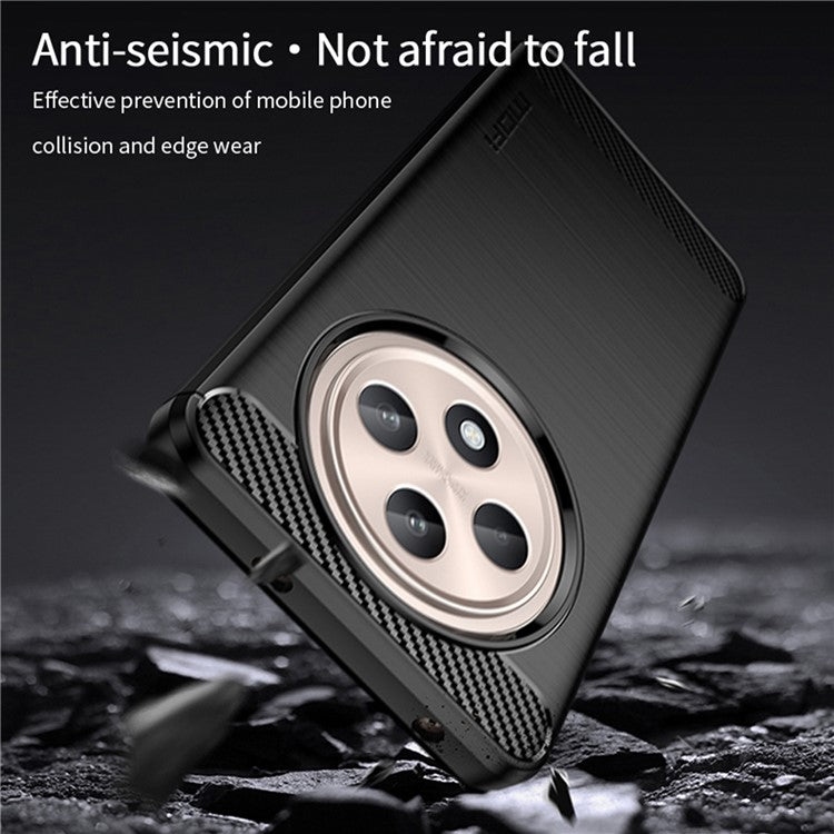 MOFI JK TPU Series-1 For Oppo Reno12 F 4G / 5G Case Carbon Fiber Texture TPU Soft Phone Cover - Blue