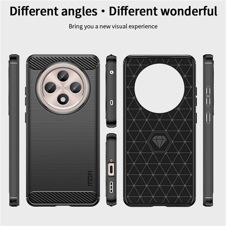 MOFI JK TPU Series-1 For Oppo Reno12 F 4G / 5G Case Carbon Fiber Texture TPU Soft Phone Cover - Blue