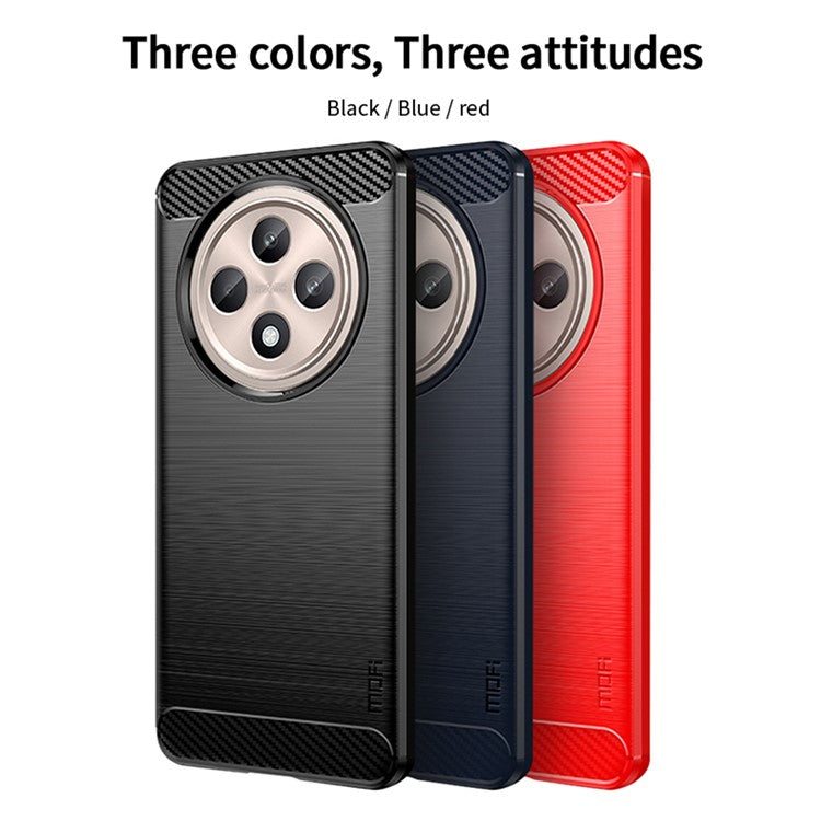 MOFI JK TPU Series-1 For Oppo Reno12 F 4G / 5G Case Carbon Fiber Texture TPU Soft Phone Cover - Blue