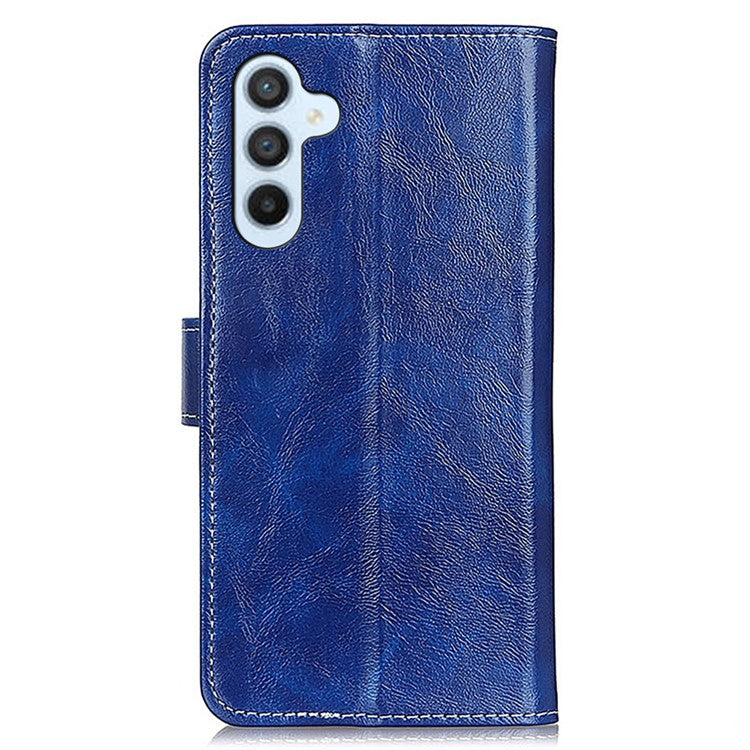 For Samsung Galaxy M35 5G Case Crazy Horse Texture Leather Phone Wallet Cover - Blue