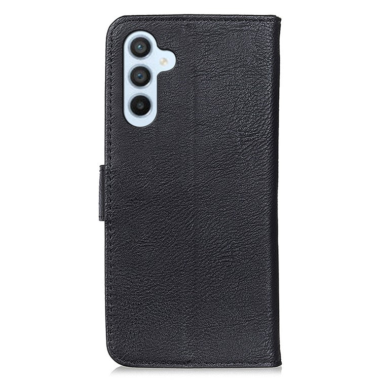 KHAZNEH For Samsung Galaxy M35 5G Wallet Case Cowhide Texture Leather Flip Phone Cover - Black