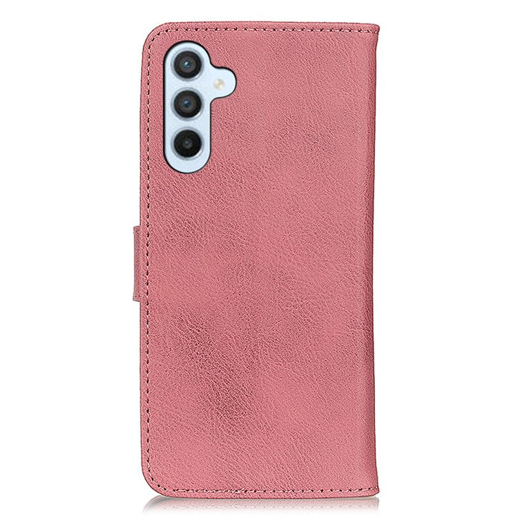 KHAZNEH For Samsung Galaxy M35 5G Wallet Case Cowhide Texture Leather Flip Phone Cover - Pink