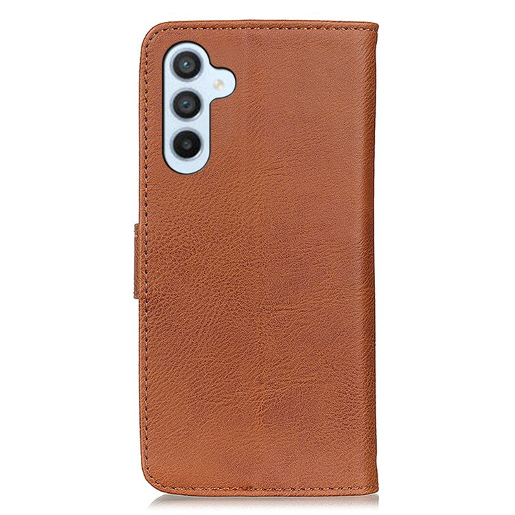 KHAZNEH For Samsung Galaxy M35 5G Wallet Case Cowhide Texture Leather Flip Phone Cover - Brown