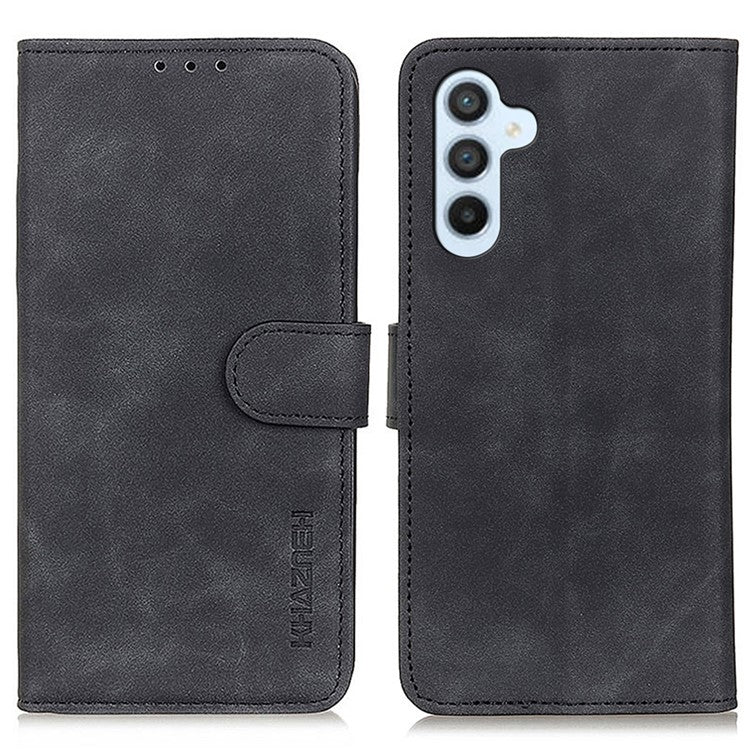 KHAZNEH For Samsung Galaxy M35 5G Case Retro PU Leather Wallet Stand Phone Cover - Black
