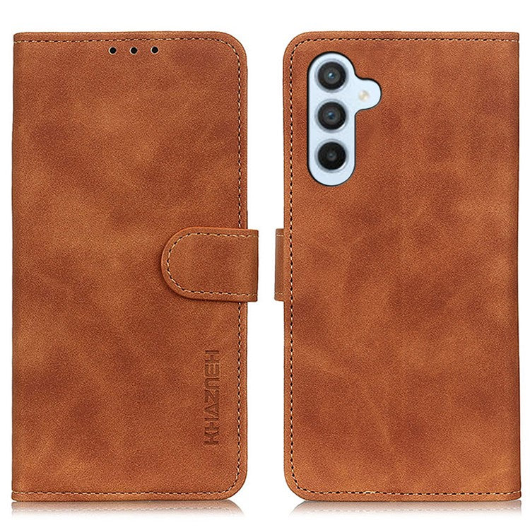KHAZNEH For Samsung Galaxy M35 5G Case Retro PU Leather Wallet Stand Phone Cover - Brown