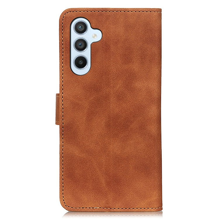KHAZNEH For Samsung Galaxy M35 5G Case Retro PU Leather Wallet Stand Phone Cover - Brown