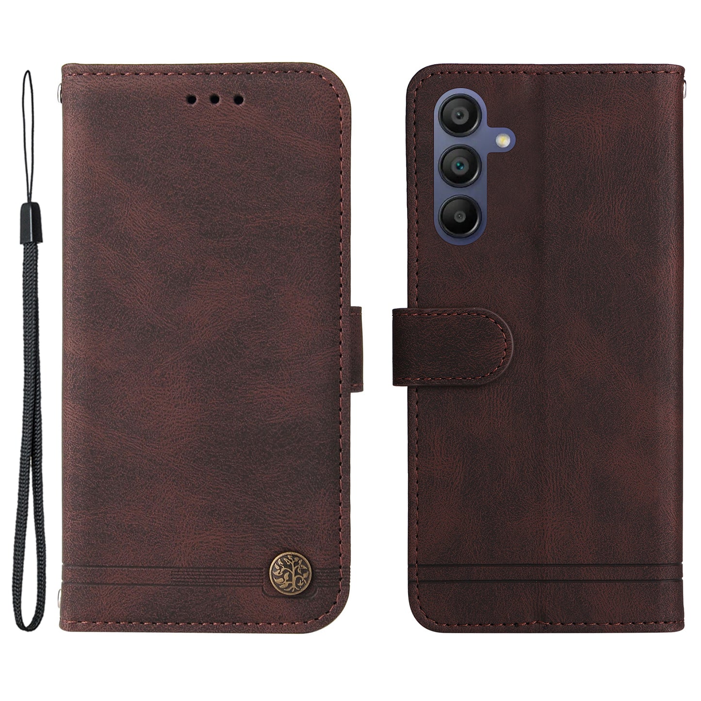 For Samsung Galaxy A16 5G / A16 4G Case Wallet Skin-Touch PU Leather Phone Cover - Brown