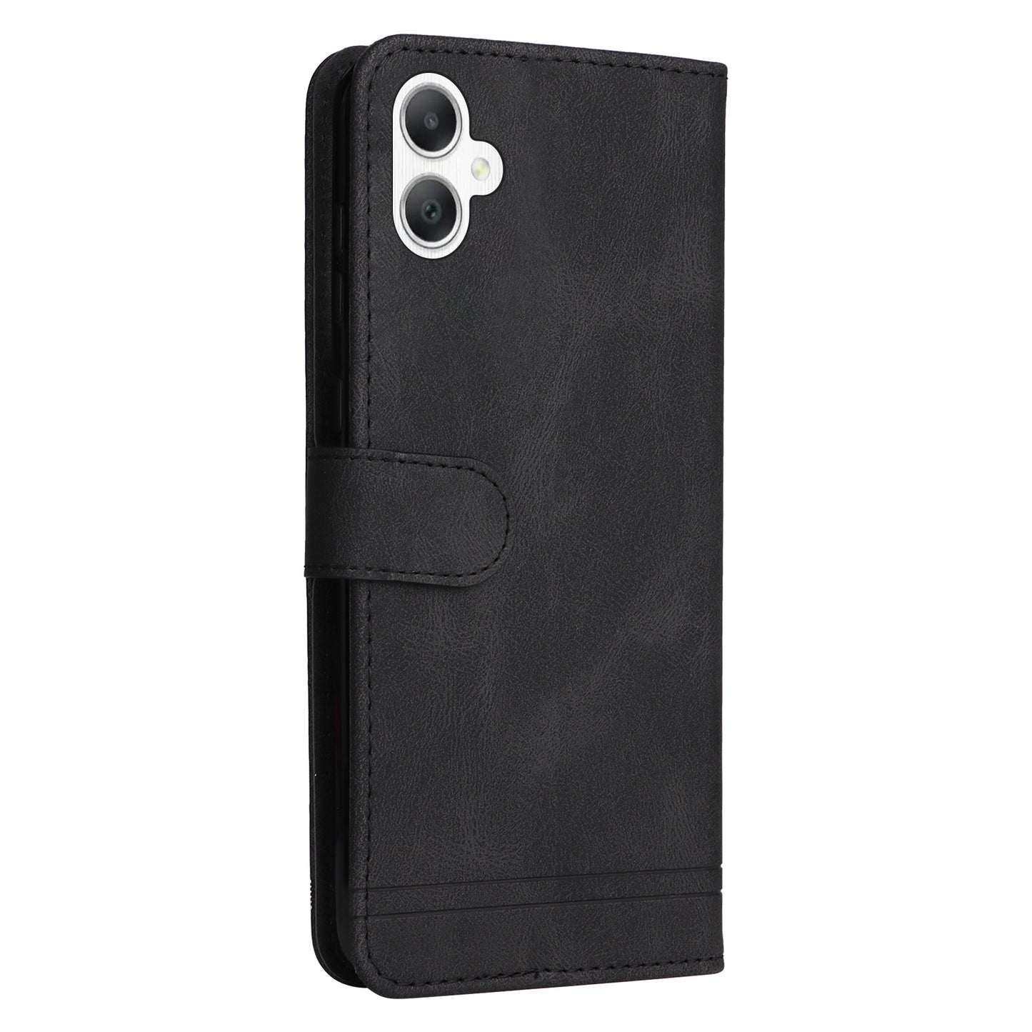 For Samsung Galaxy A06 Case Wallet Skin-Touch PU Leather Phone Cover - Black