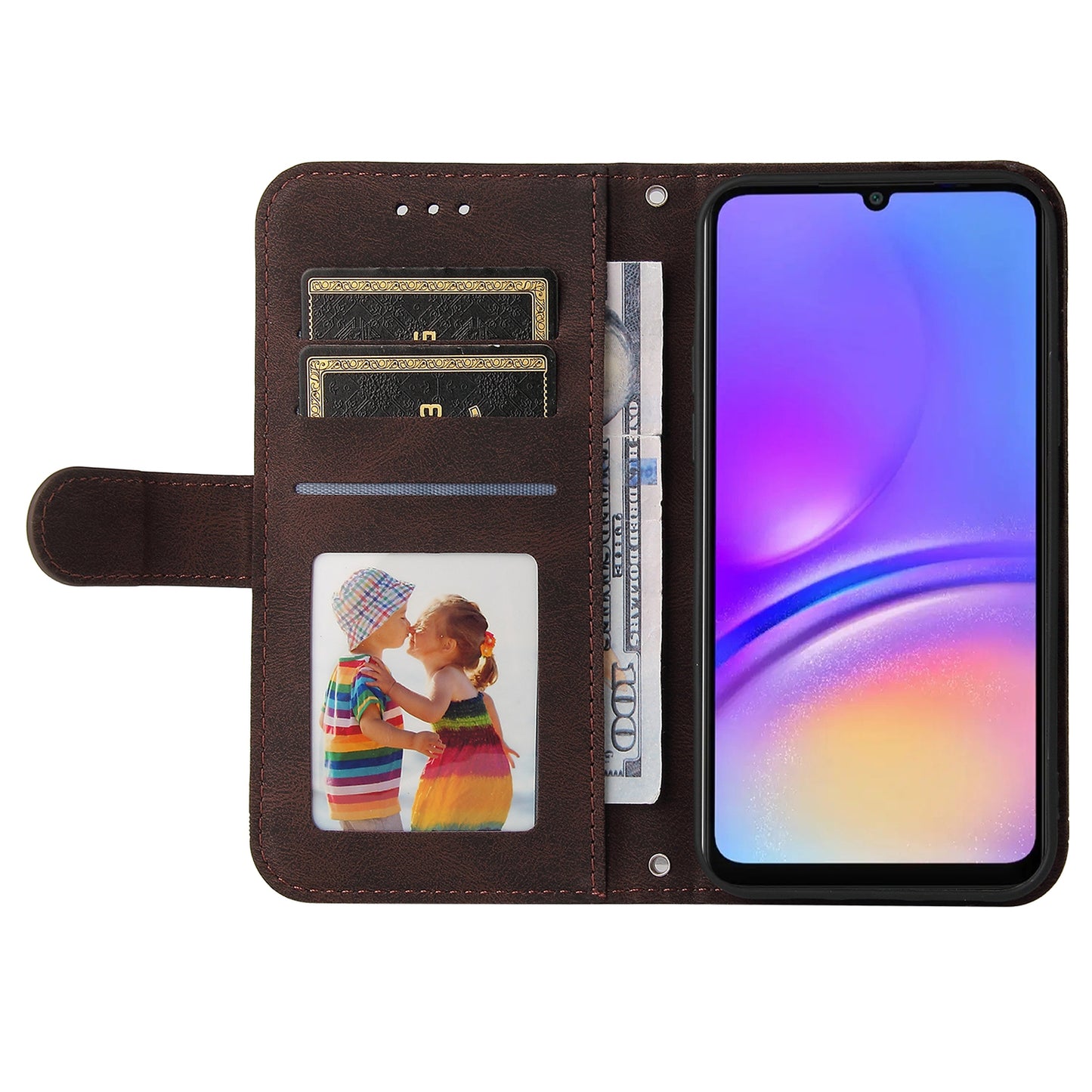 For Samsung Galaxy A06 Case Wallet Skin-Touch PU Leather Phone Cover - Brown