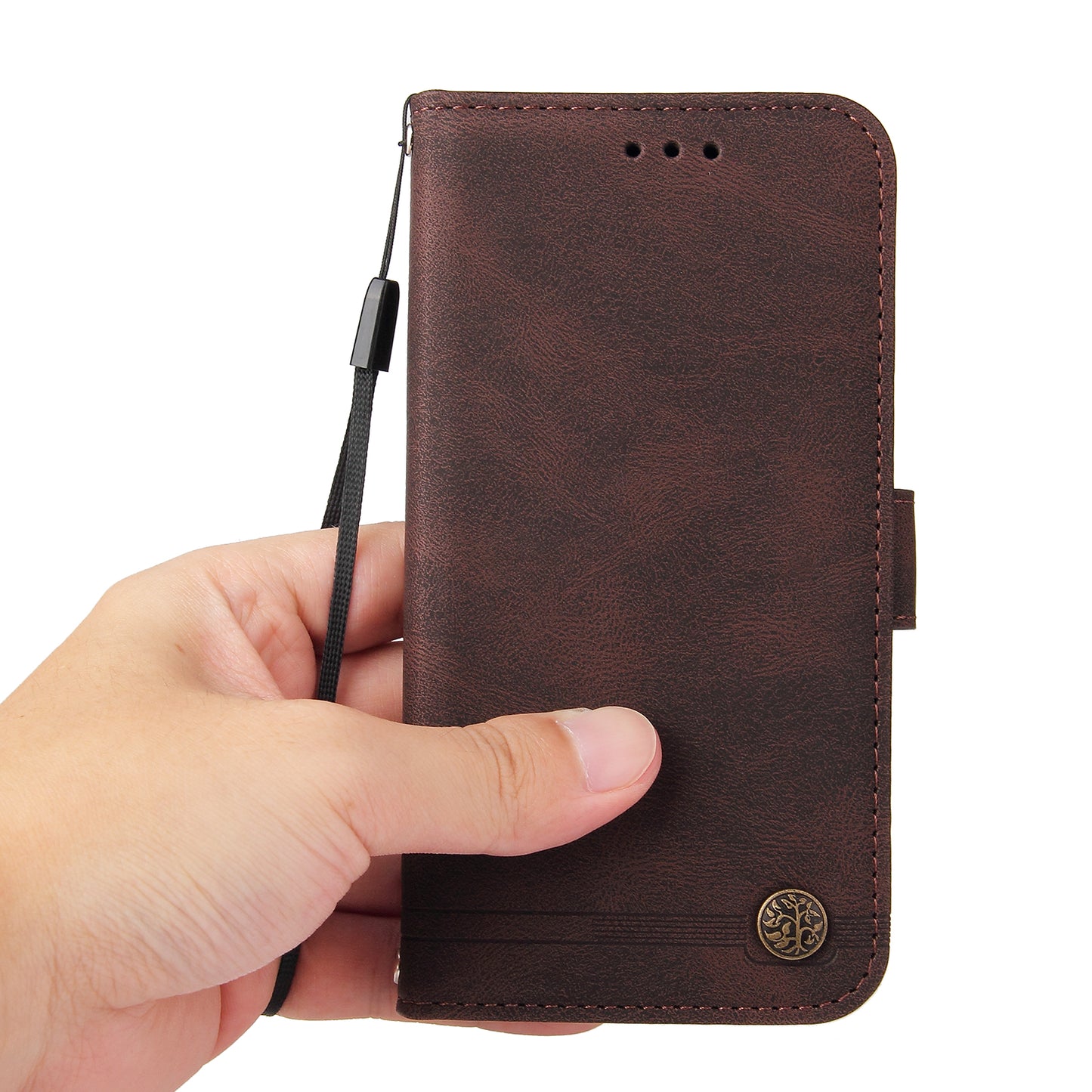 For Samsung Galaxy A06 Case Wallet Skin-Touch PU Leather Phone Cover - Brown