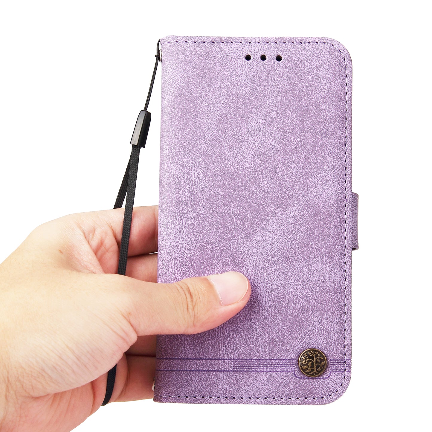 For Samsung Galaxy A06 Case Wallet Skin-Touch PU Leather Phone Cover - Purple