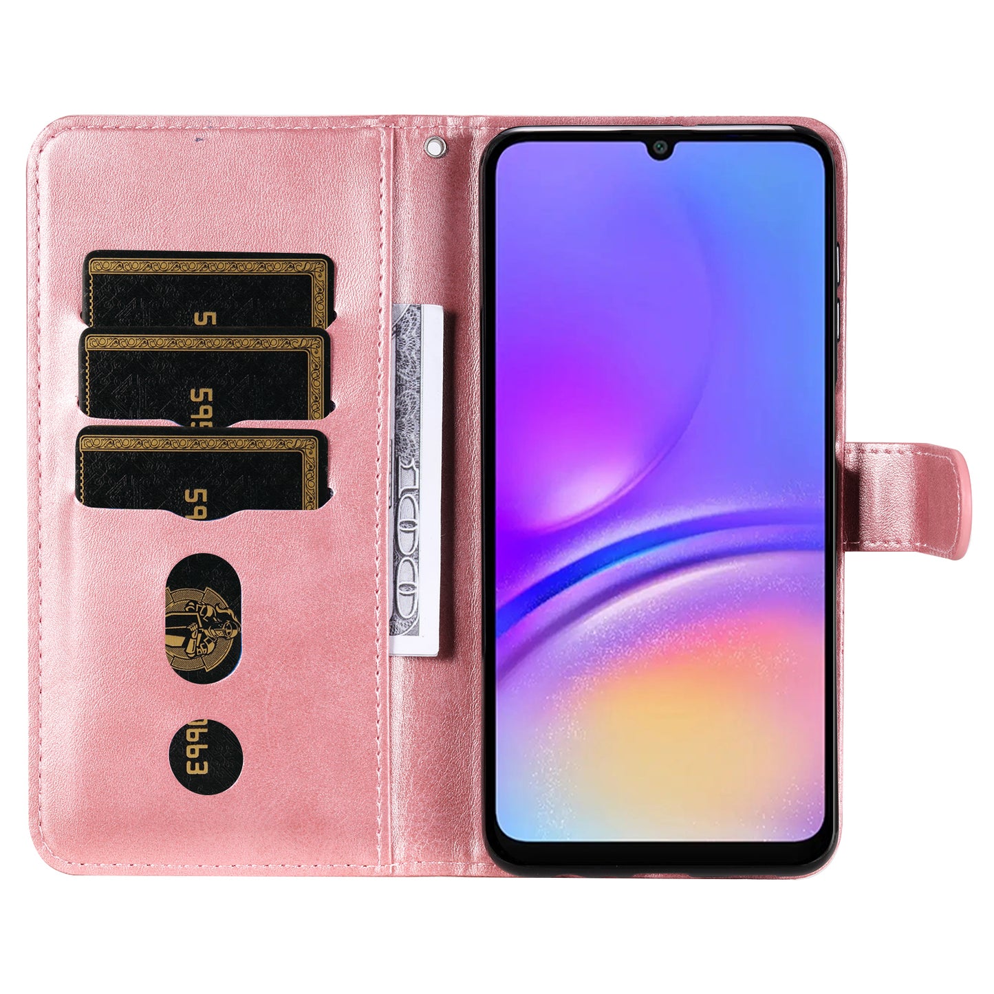 For Samsung Galaxy A06 Case Zipper Wallet Calf Texture PU Leather Phone Cover - Pink