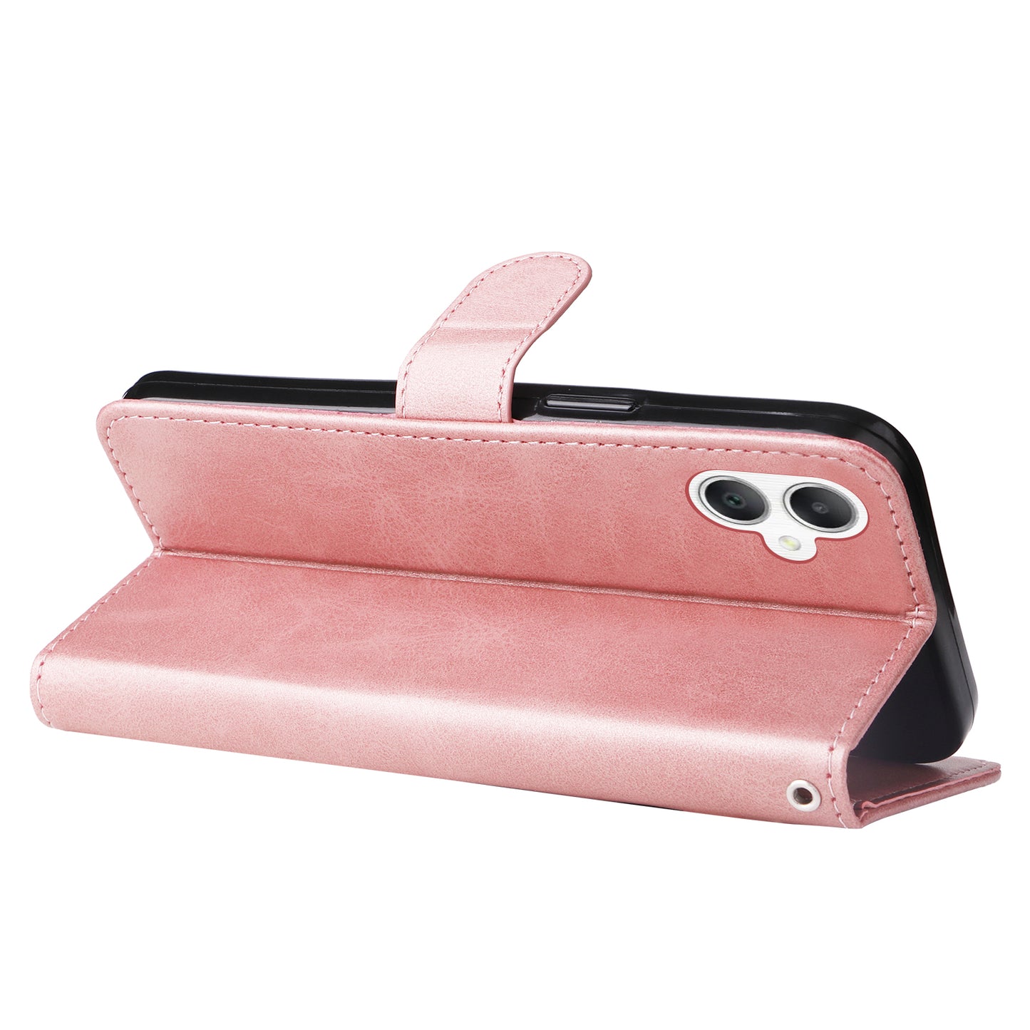 For Samsung Galaxy A06 Case Zipper Wallet Calf Texture PU Leather Phone Cover - Pink