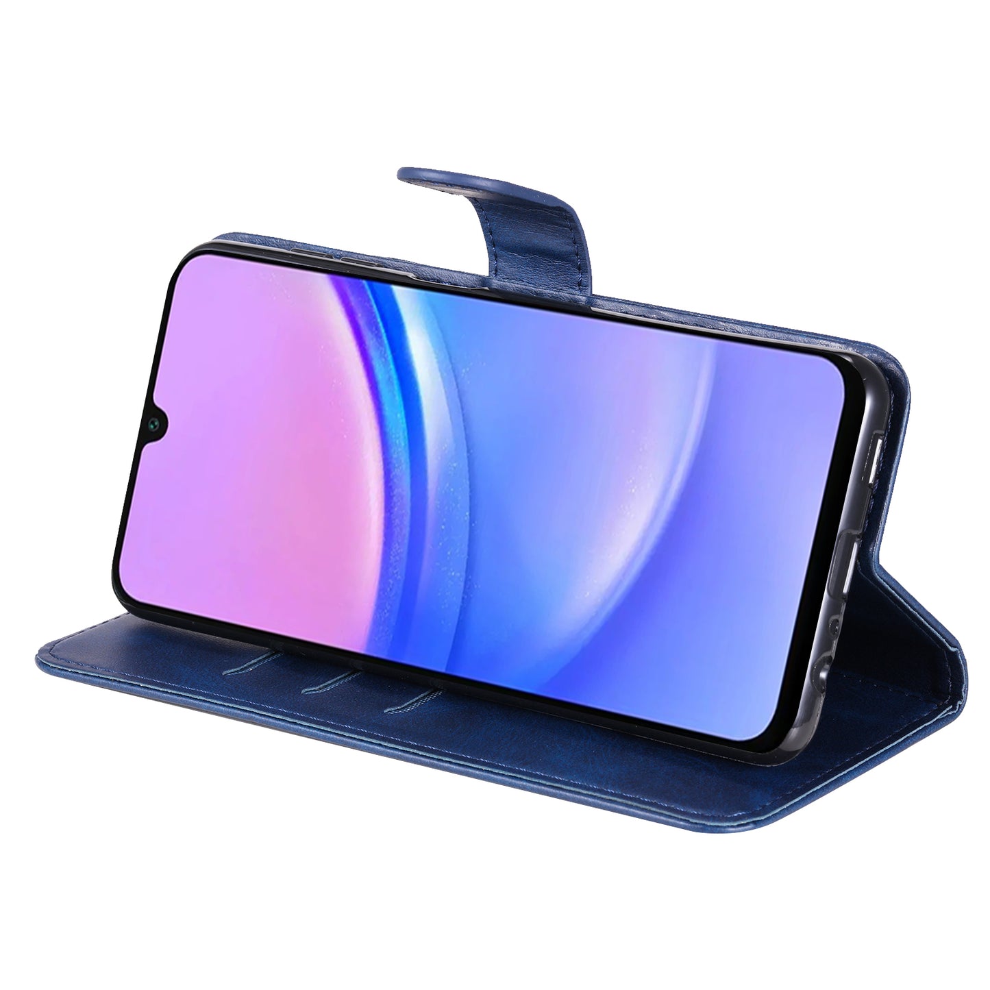 For Samsung Galaxy A16 5G / A16 4G Case Zipper Wallet Calf Texture PU Leather Phone Cover - Blue