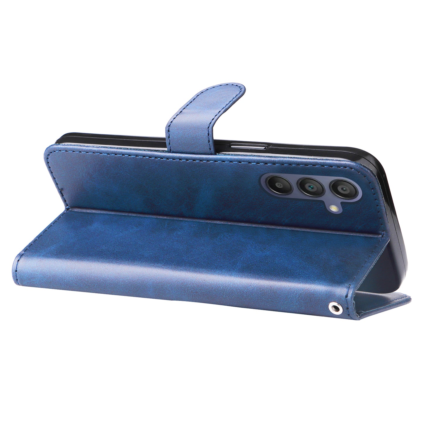 For Samsung Galaxy A16 5G / A16 4G Case Zipper Wallet Calf Texture PU Leather Phone Cover - Blue