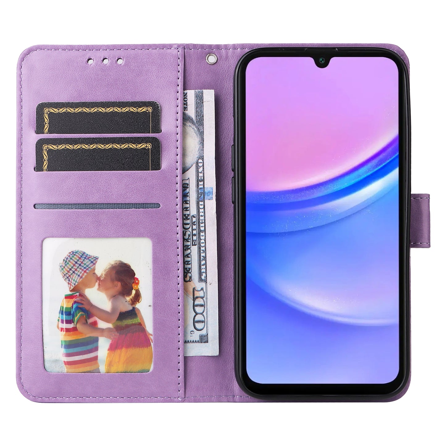 For Samsung Galaxy A16 5G / A16 4G Case Sunflower Imprint Leather Wallet Phone Cover - Purple