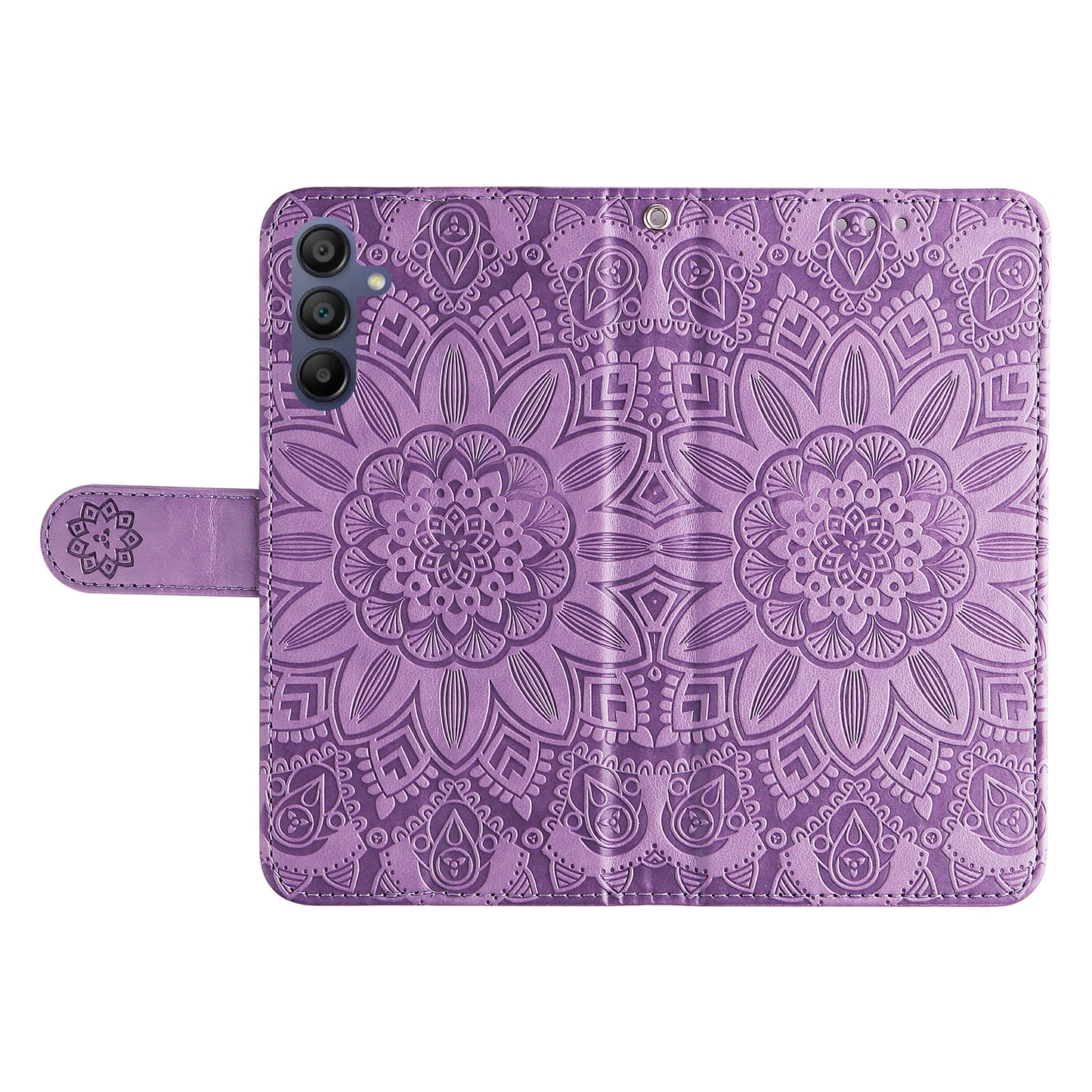 For Samsung Galaxy A16 5G / A16 4G Case Sunflower Imprint Leather Wallet Phone Cover - Purple