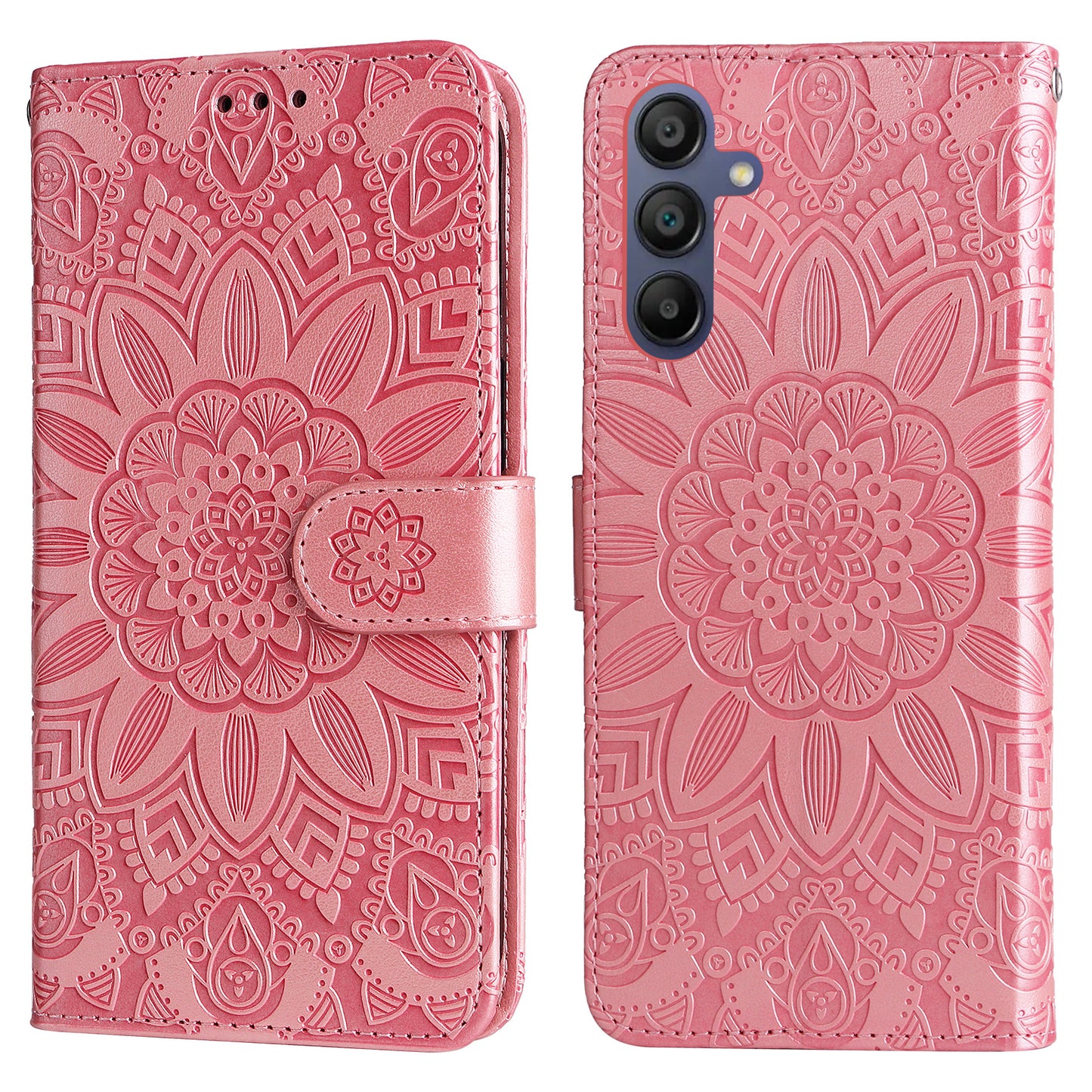For Samsung Galaxy A16 5G / A16 4G Case Sunflower Imprint Leather Wallet Phone Cover - Pink